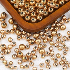 Polished golden stainless steel beads with thru-holes for DIY jewelry craft making