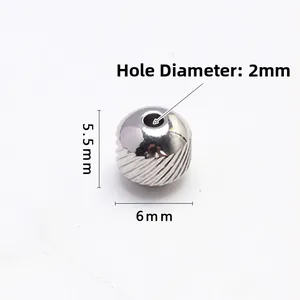 Distanziale da 6mm in acciaio inossidabile con motivo a saia e foro da 2mm per gioielli