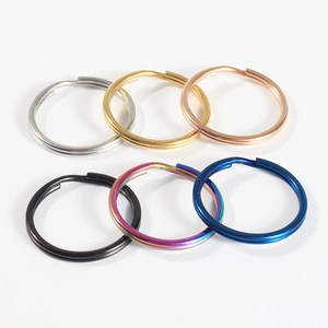Anneaux de clés plats en acier inoxydable en finitions or, noir, argent et multicolore