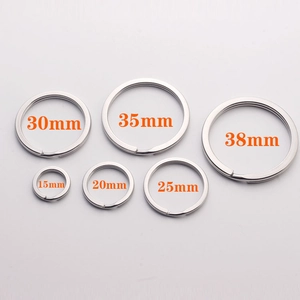 Flat gold stainless steel key rings in various sizes ranging from 15mm to 38mm diameter