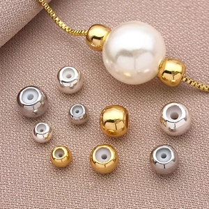 Macro di perline scorrevoli in acciaio inossidabile oro e argento con anima in silicone