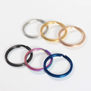 Flat stainless steel key rings set in gold silver black and rainbow colors for DIY crafts