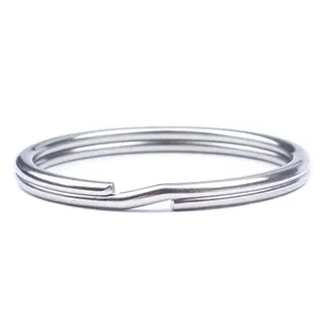 Polished silver 304 stainless steel key ring split circle holder in a minimalist design