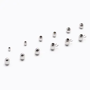 Stainless Steel Oval Rice Beads Center Drilled Loose Spacer Beads DIY Jewelry Making Accessories For Necklace Bracelet