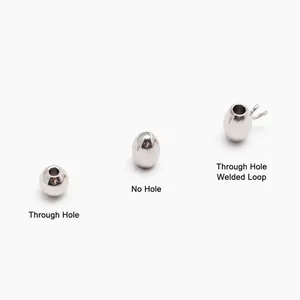 DIY stainless steel jewelry beads with through-hole and single-hole welded ring options