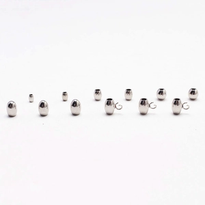 Polished oval stainless steel beads and connector charms for DIY jewelry making