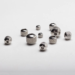 Polished silver stainless steel mesh knurled spacer beads in multiple sizes for jewelry