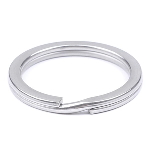 Universal polished silver 304 stainless steel flat split key ring with double spiral loop