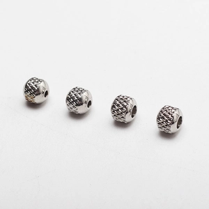 Polished silver stainless steel mesh patterned cylinder beads for DIY jewelry making