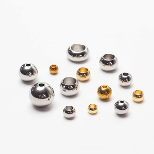 Polished stainless steel round spacer beads in gold and silver for DIY jewelry making