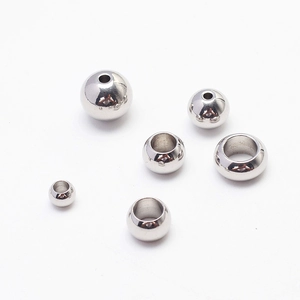 Polished silver stainless steel spacer beads in various sizes for DIY jewelry making