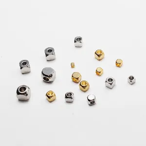 Perles de Cube Carré en Acier Inoxydable Perles d'Espacement Géométriques Minimalistes pour Fabrication de Bracelets Colliers DIY Accessoires Bijoux