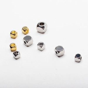 Perles carrées facettées en acier inoxydable or et argent pour bijoux DIY