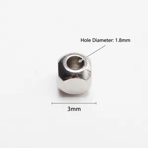 Perles carrées en acier inoxydable 3mm avec trou de 1,8mm pour la création de bijoux