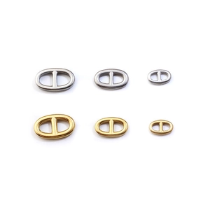 Polished stainless steel pig nose jewelry connectors in gold and silver finishes