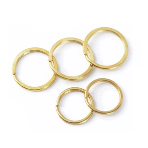 Solid Brass Split Key Rings Metal Round Flat Wire Key Ring For DIY Keychain Connection Heavy Duty Hardware Accessories