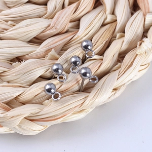 Polished stainless steel ball stud earrings with open loop for DIY jewelry making