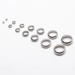 Polished stainless steel seamless spacer beads and round rings in multiple sizes for DIY jewelry