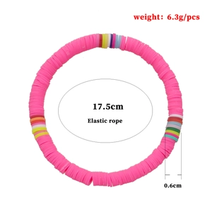 6mm buntes Armband aus Polymer-Ton im Boho-Stil mit elastischem Seil für Damen
