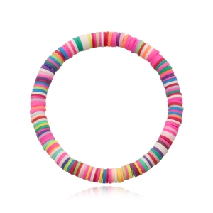 Buntes 6mm Heishi-Perlenarmband aus Polymer-Ton im Bohemian-Stil mit elastischem Band