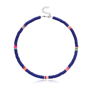 Bohemian Polymer Clay Heishi Beads Choker Necklace For Women Colorful Rainbow Striped Disc Beaded Summer Beach Jewelry Gift