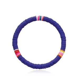 Detailansicht eines 6mm blauen Heishi-Armbands aus Polymer-Ton mit bunten Perlen