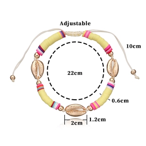 6mm bunte Polymer-Ton Perlen Fußkettchen mit goldenem Muschel-Anhänger für Damen