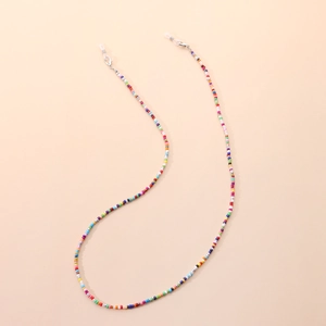Colorful seed bead glasses chain and mask strap with silver lobster clasps for women
