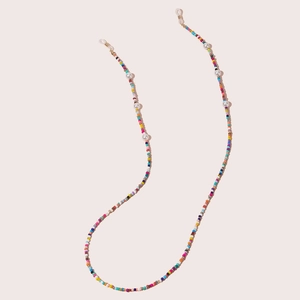 Bohemian Colorful Seed Bead Glasses Chain For Women With Faux Artificial Pearl Gold Alloy Hook Anti-Slip Silicone Loop Eyewear Strap