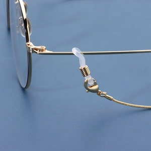 1.2mm snake chain glasses strap with golden anti-slip silicone loops and lobster clasp