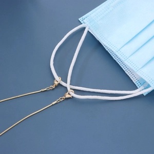 Golden 1.2mm snake chain glasses strap and face mask holder with lobster clasps