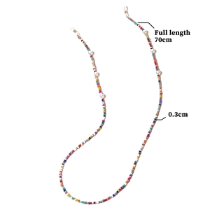 Fashion colorful seed bead glasses chain with artificial pearls, total length 70cm