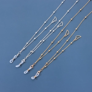 Lot de 4 chaînes à lunettes dorées et argentées avec breloques ailes d'ange et perles