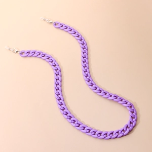 Chaîne de lunettes épaisse en acrylique violet avec fermoirs mousquetons et boucles silicone