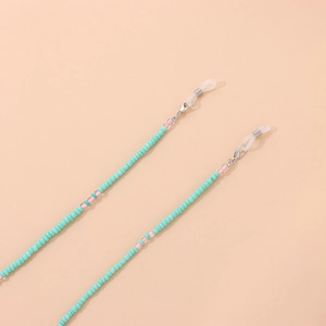 Mint green beaded glasses chain and mask lanyard with silver lobster clasps and loops
