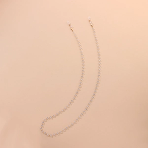 Chaîne de lunettes élégante avec perles mates translucides et maillons dorés pour femmes