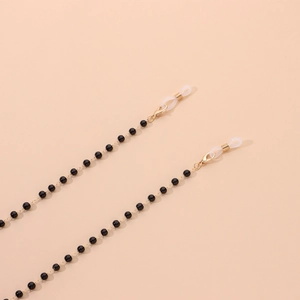 Chaîne de lunettes minimaliste avec perles noires et métal doré pour montures femme