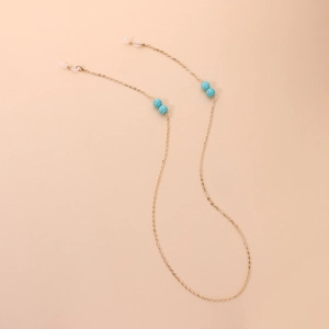 Catenella per Occhiali Bohemian in Lega d'Oro Con Perle Stile Turchese Cordino Antiscivolo Porta Occhiali per Donna Accessorio Moda Quotidiano