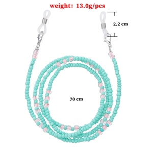 70cm mint green seed bead multipurpose chain for glasses and face masks with metal clasps
