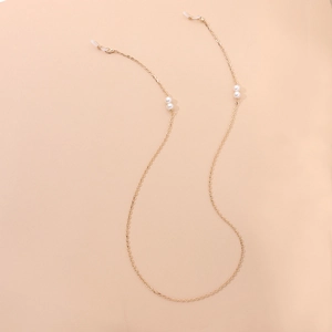 Élégante Chaîne de Lunettes en Alliage d'Or avec Künstliche Perles d'Imitation Cordon Métallique Anti-Perte pour Femmes Bijoux de Mode