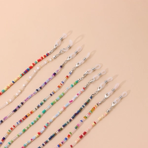 Lot de 8 chaînes à lunettes colorées en perles avec fermoirs et boucles silicone