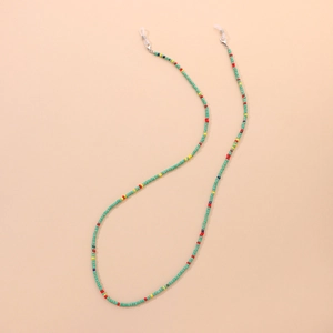 Handmade colorful seed bead glasses chain and face mask holder with silver lobster clasps