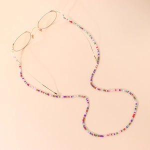 Bohemian Colorful Seed Bead Glasses Chain Anti-lost Lanyard With Silicone Loops Lobster Clasp For Sunglasses Women Jewelry