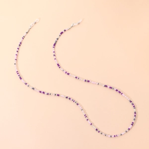 Colorful beaded lanyard for glasses and masks with silver lobster clasps and rubber loops