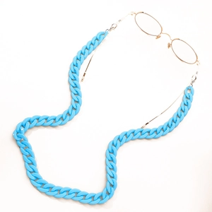 Chaîne de lunettes tendance en acrylique bleu vif à gros maillons avec fermoirs argentés