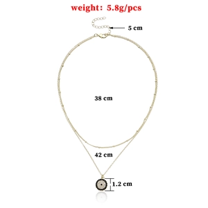 Διπλό κολιέ σε χρυσό 14Κ με μενταγιόν Evil Eye από διαμάντια και ρυθμιζόμενη αλυσίδα