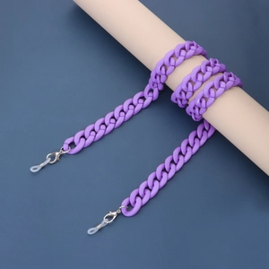 Paarse dikke acryl brillenketting met klassieke cubaanse schakels en siliconen lussen