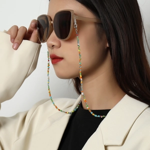 Chaîne de Lunettes en Perles de Rocaille de Verre Multicolore Bohême pour Femmes Cordon de Lunettes de Soleil Antidérapant