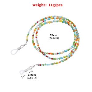 Chaîne de lunettes colorée en perles 70cm avec boucles en silicone antidérapantes