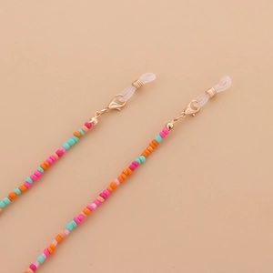 Catenina per occhiali colorata con perline e ganci dorati, accessorio di moda per donna